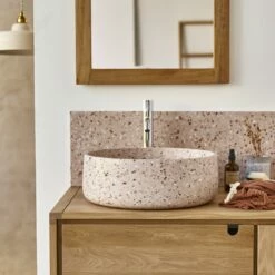 Milos Round Pink Premium Terrazzo Washbasin Ref. 6439 12 Milos Round Pink Premium Terrazzo Washbasin Ref. 6439 -TIKAMOON Sales 1200 1200 milos pink premium terrazzo washbasin 3