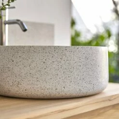 Milos Round White Premium Terrazzo Washbasin Ref. 6442 -TIKAMOON Sales 1200 1200 milos white premium terrazzo washbasin 3