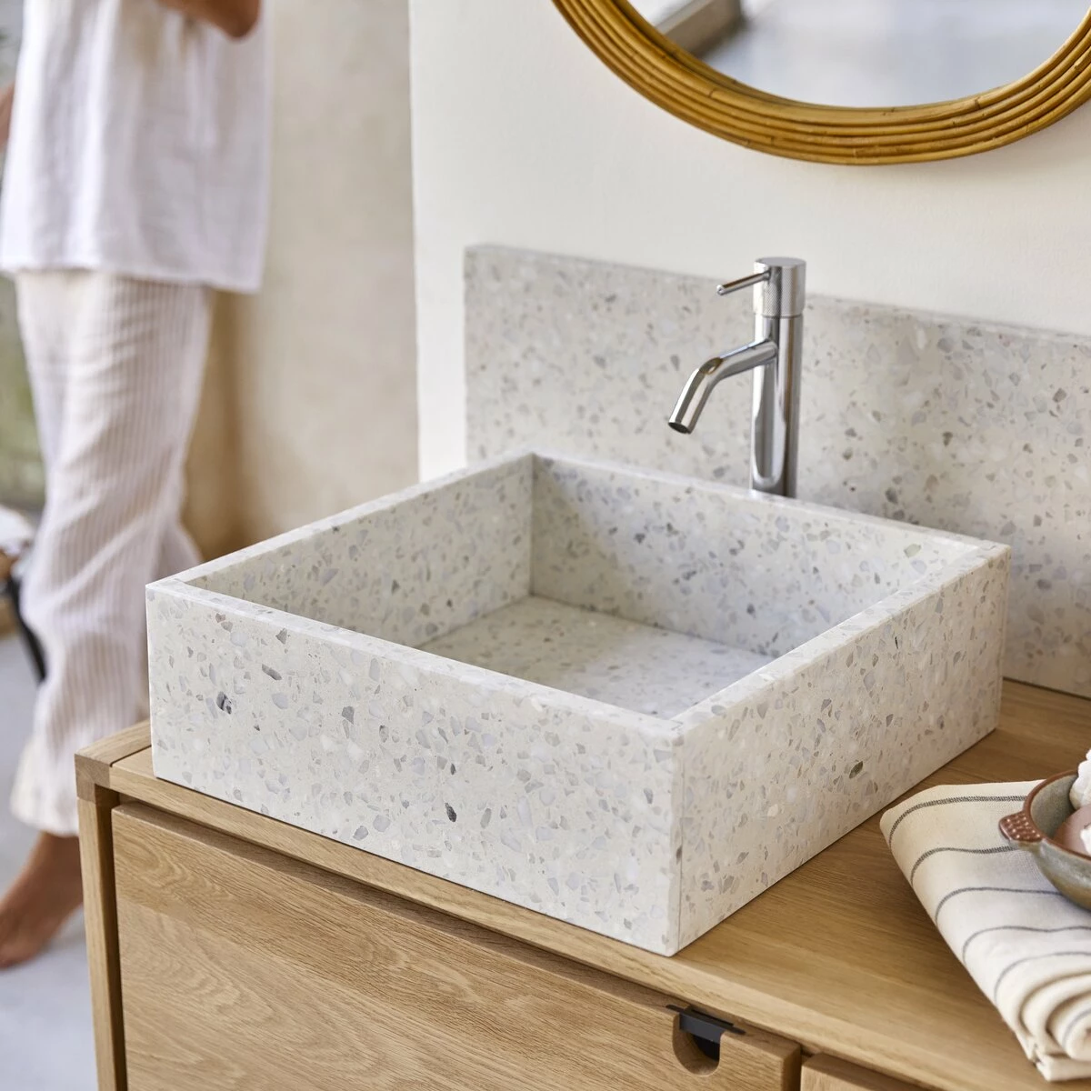 Made Moon Square Premium Terrazzo Washbasin Ref. 6447 3 Made Moon Square Premium Terrazzo Washbasin Ref. 6447