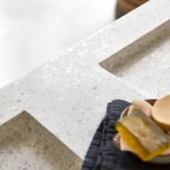 Nova Moon Solid Oak And Premium Terrazzo Vanity Unit 120 Cm Ref. 6248 -TIKAMOON Sales 1200 1200 nova 120 cm vanity unit in solid oak and moon premium terrazzo 4