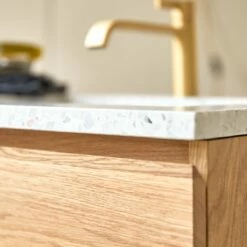 Nova Moon Solid Oak And Premium Terrazzo Vanity Unit 120 Cm Ref. 6248 -TIKAMOON Sales 1200 1200 nova 120 cm vanity unit in solid oak and moon premium terrazzo 5