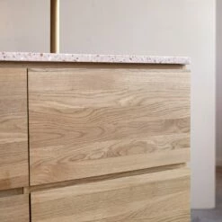 Nova Pink Solid Oak And Premium Terrazzo Vanity Unit 120 Cm Ref. 6171 -TIKAMOON Sales 1200 1200 nova 120 cm vanity unit in solid oak and pink premium terrazzo 5