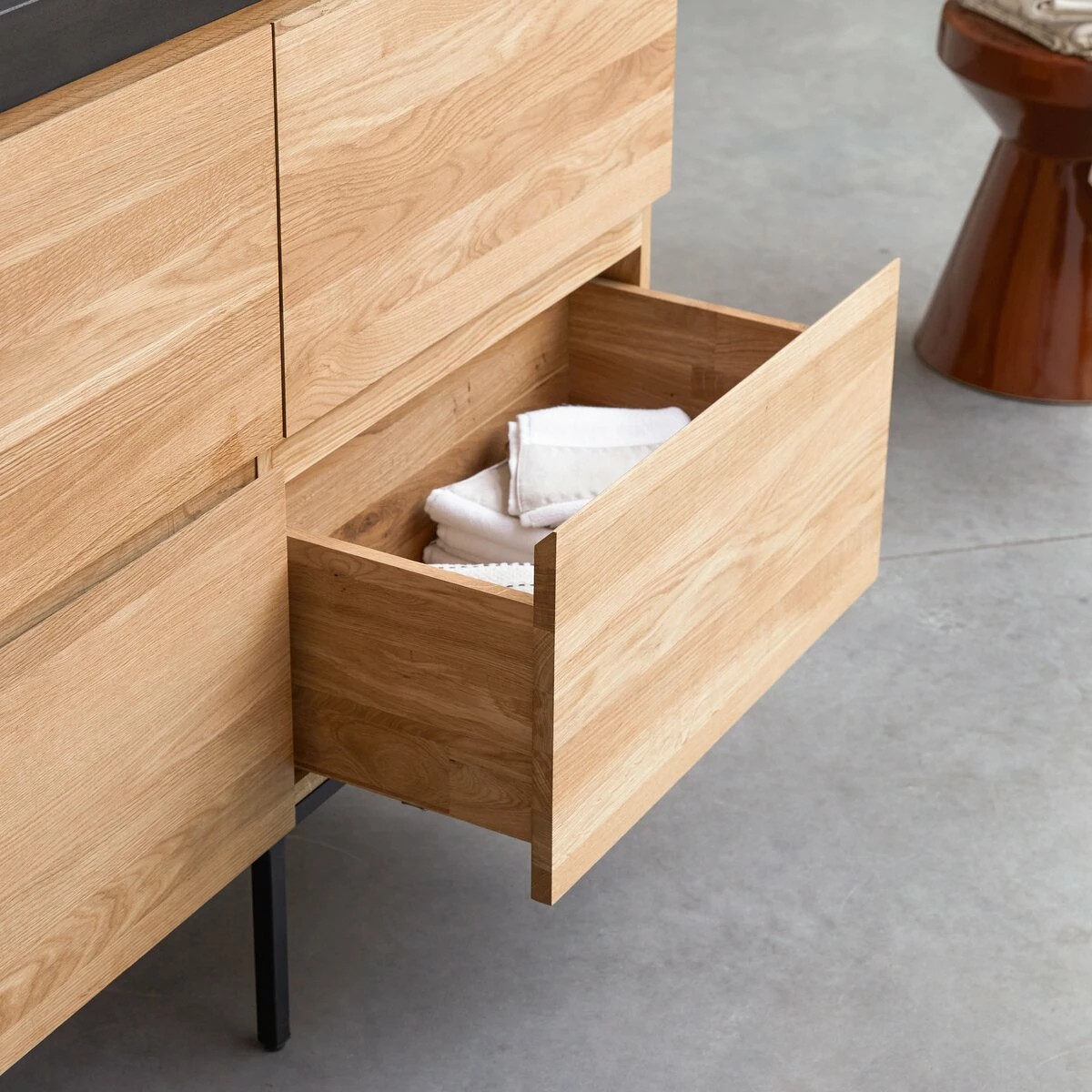 Nova Solid Oak And Lava Stone Vanity Unit 120 Cm Ref. 6174 4 Nova Solid Oak And Lava Stone Vanity Unit 120 Cm Ref. 6174 - Image 2