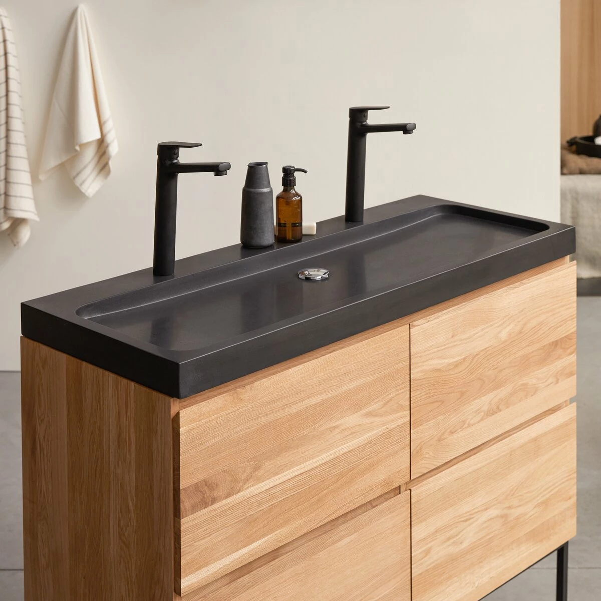 Nova Solid Oak And Lava Stone Vanity Unit 120 Cm Ref. 6174 9 Nova Solid Oak And Lava Stone Vanity Unit 120 Cm Ref. 6174 - Image 7