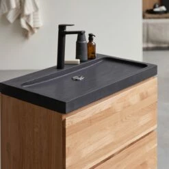 Nova Solid Oak And Lava Stone Vanity Unit 80 Cm Ref. 6173 -TIKAMOON Sales 1200 1200 nova solid oak and lava stone vanity unit 80 cm 5
