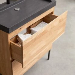 Nova Solid Oak And Lava Stone Vanity Unit 80 Cm Ref. 6173 -TIKAMOON Sales 1200 1200 nova solid oak and lava stone vanity unit 80 cm 7