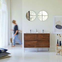 Nova Solid Sheesham And Pink Premium Terrazzo Vanity Unit 120 Ref. 5015