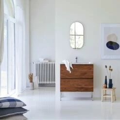 Nova Solid Sheesham And Pink Premium Terrazzo Vanity Unit 80 Ref. 4733