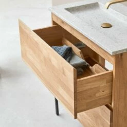 Nova Vanity Unit In Solid Oak And Moon Premium Terrazzo 80 Cm Ref. 6246 -TIKAMOON Sales 1200 1200 nova vanity unit in solid oak and moon premium terrazzo 80 4