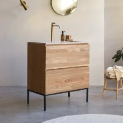 Nova Vanity Unit In Solid Oak And Pink Premium Terrazzo 80 Cm Ref. 6172 -TIKAMOON Sales 1200 1200 nova vanity unit in solid oak and pink premium terrazzo 80 2