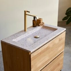 Nova Vanity Unit In Solid Oak And Pink Premium Terrazzo 80 Cm Ref. 6172 -TIKAMOON Sales 1200 1200 nova vanity unit in solid oak and pink premium terrazzo 80 3