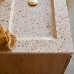 Nova Vanity Unit In Solid Oak And Pink Premium Terrazzo 80 Cm Ref. 6172 -TIKAMOON Sales 1200 1200 nova vanity unit in solid oak and pink premium terrazzo 80 4