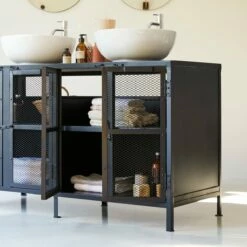 Romy Mango Wood And Metal Vanity Unit 140 Cm Ref. 3653 -TIKAMOON Sales 1200 1200 romy mango wood and metal vanity unit 140 cm 2