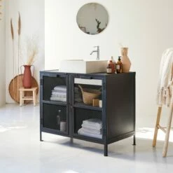 Romy Mango Wood And Metal Vanity Unit 95 Cm Ref. 3650 -TIKAMOON Sales 1200 1200 romy mango wood and metal vanity unit 95 cm 3