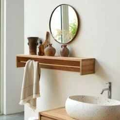 Sasha Solid Teak Wall-mounted Towel Rack 100 Cm Ref. 2821 -TIKAMOON Sales 1200 1200 sasha solid teak wall mounted towel rack 100 cm 3