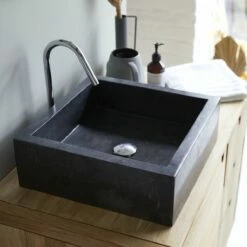 Slats Dark Grey Marble Washbasin Ref. 2452 -TIKAMOON Sales 1200 1200 slats dark grey marble washbasin 3