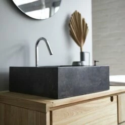 Slats Dark Grey Marble Washbasin Ref. 2452 -TIKAMOON Sales 1200 1200 slats dark grey marble washbasin 5