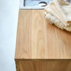 Slats Solid Teak And Marble Bathroom Cabinet 125 Cm Ref. 2588 -TIKAMOON Sales 1200 1200 slats solid teak and marble bathroom cabinet 125 cm 2