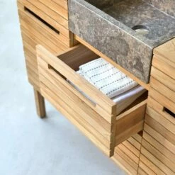 Slats Solid Teak And Marble Bathroom Cabinet 125 Cm Ref. 2588 -TIKAMOON Sales 1200 1200 slats solid teak and marble bathroom cabinet 125 cm 4