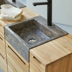 Slats Solid Teak And Marble Bathroom Cabinet 150 Cm Ref. 2591 -TIKAMOON Sales 1200 1200 slats solid teak and marble bathroom cabinet 150 cm 4