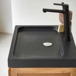 Easy Solid Oak And Lava Stone Bathroom Cabinet 60 Cm Ref. 6179 -TIKAMOON Sales 1200 1200 solid oak and lava stone bathroom cabinet easy 60 cm 4