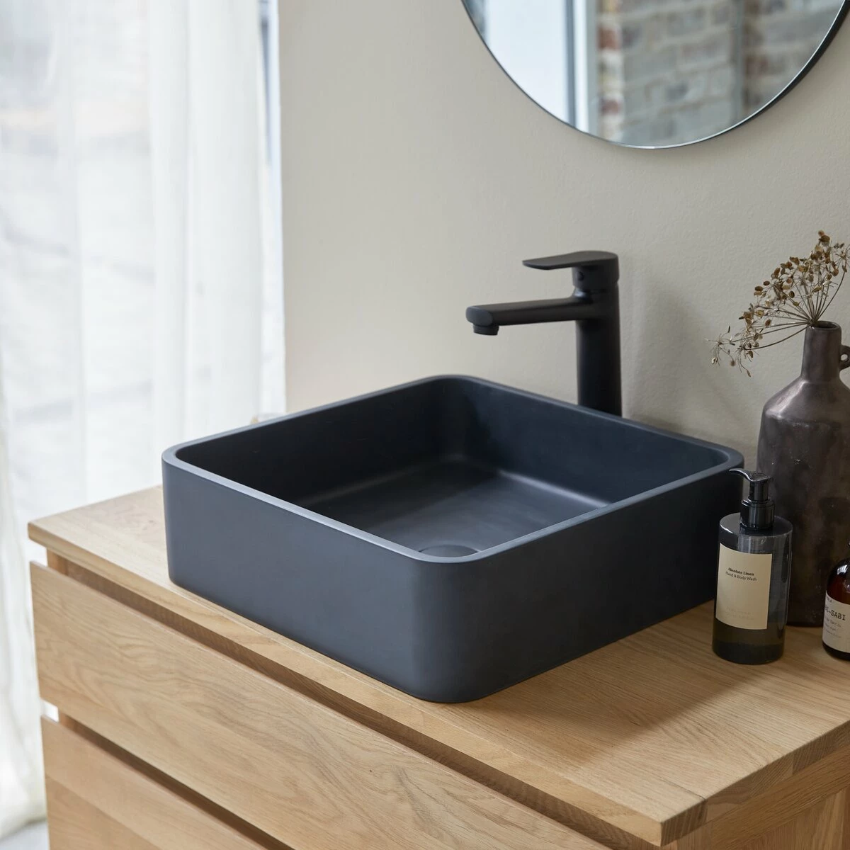 Thaïs Square Black Terrazzo Washbasin Ref. 6083 3 Thaïs Square Black Terrazzo Washbasin Ref. 6083