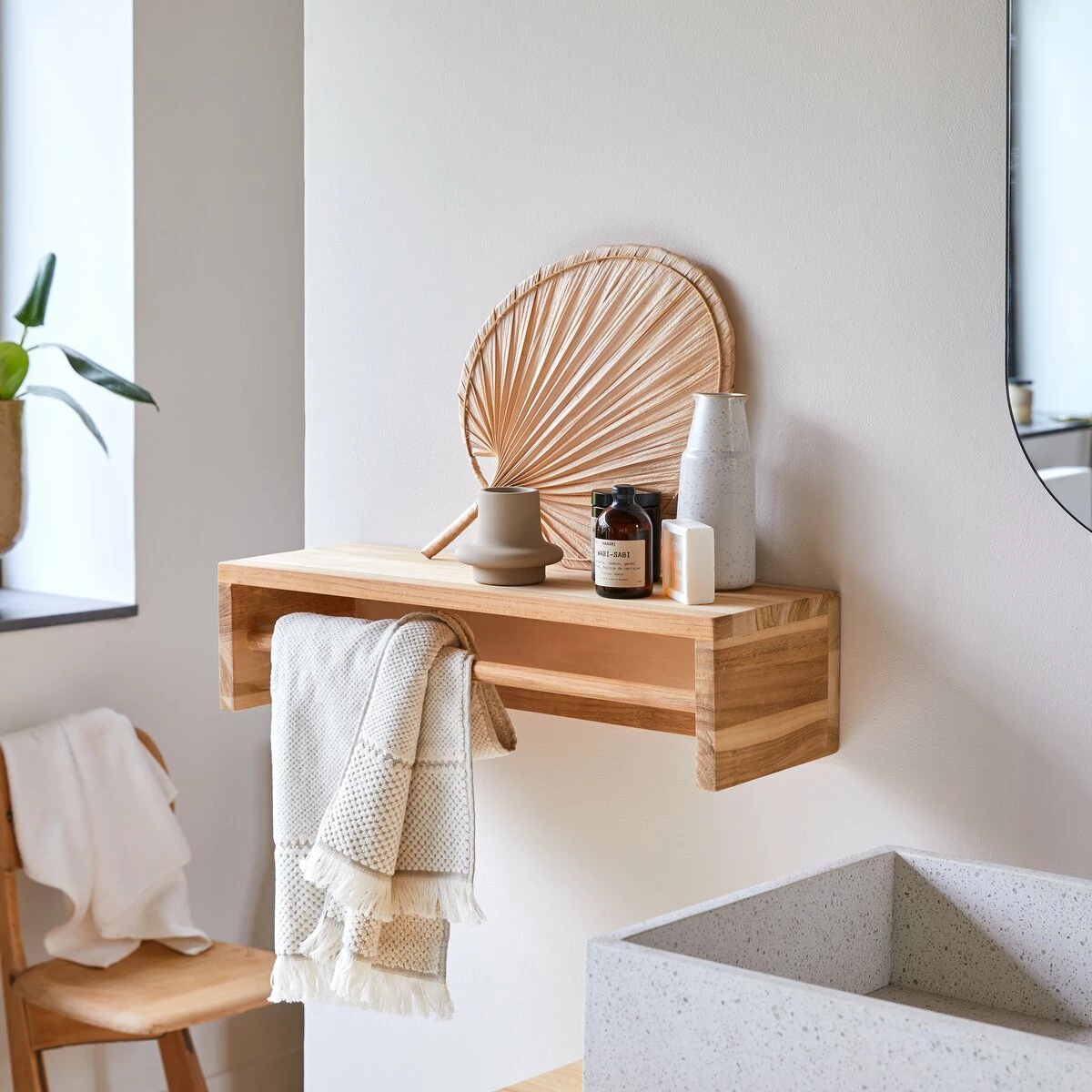 Ugo Solid Teak Wall-mounted Towel Rack 60 Cm Ref. 2812 4 Ugo Solid Teak Wall-mounted Towel Rack 60 Cm Ref. 2812 - Image 2