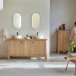 Volute Solid Oak Vanity Unit 160 Cm Ref. 6132