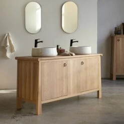 Volute Solid Oak Vanity Unit 160 Cm Ref. 6132 -TIKAMOON Sales 1200 1200 volute solid oak vanity unit 160 cm 3